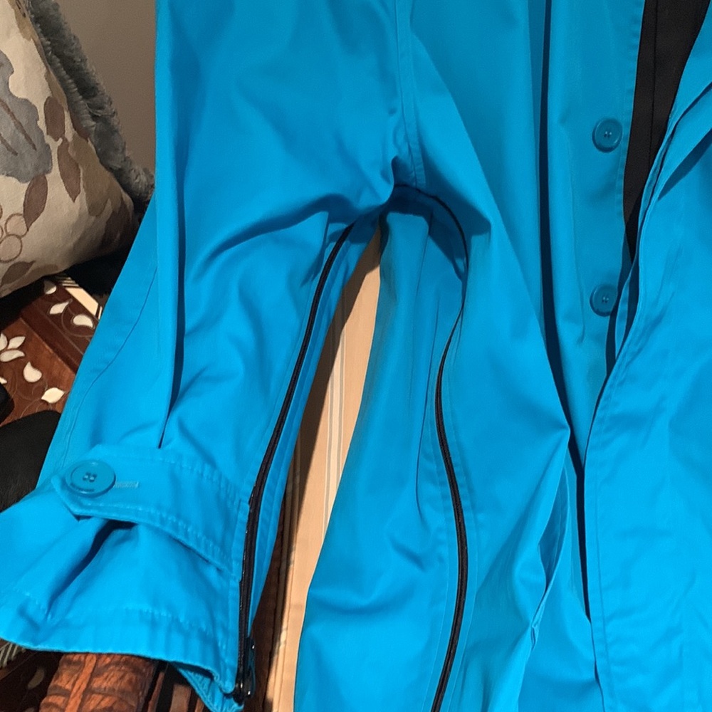BALENCIAGA BLUE COTTON GABARDINE A-LINE TRENCH COAT W/BLACK ZIPPER ARM-HEMLINE 4 - Picture 15 of 16